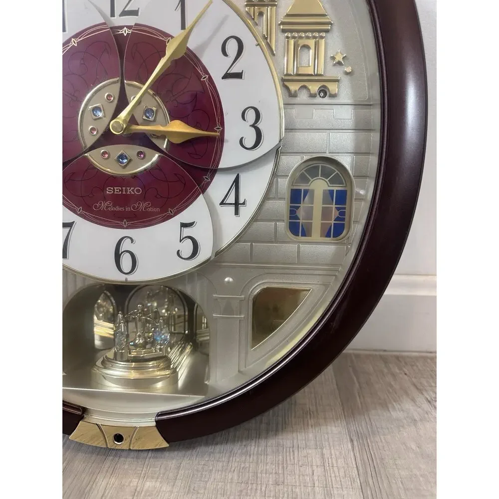 Seiko Melodies in Motion Wall Clock QXM565BRH Swarovski Crystals 24 Melodies
